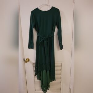 SHEIN Dark Green Long Sleeve Dress with Lace Detail